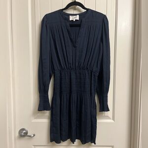 NWT ba&sh Robe Kosee Navy Ruffled Mini Dress, size L